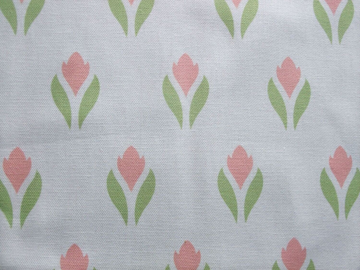 Meterware Halbpanama, Krokusmotiv, weiß-rosa, Baumwollstoff , 200g/qm, Ostern, Frühling,  Taschen, Kissen, Tischdecken, Taschenprojekte Tulpen grün