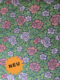 Halbpanama, Baumwollstoff, Meterware, grün, Rosen, Jugendstil, Landhausstil, rosa