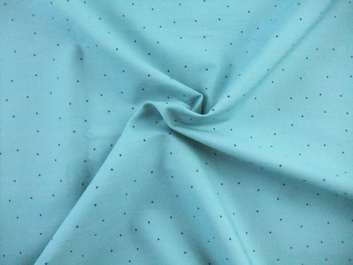 Popeline, Meterware, Baumwollstoff, Punkte, wasserblau-dunkelblau, bio, aqua, Futterstoff, Webware, Blusenstoff, Hemdenstoff, Patchworkstoff, Trachten, Dirndl