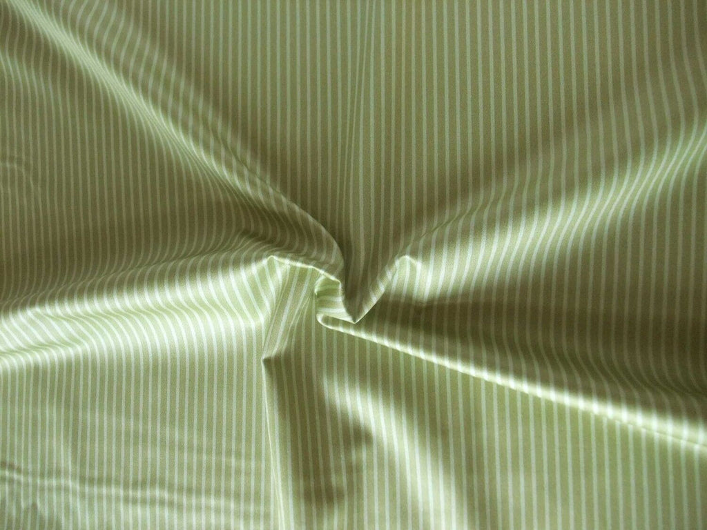 Mako satin, by the metre, cotton, stripes, green-light green, cotton sateen, for bed linen, blouses, shirts, dresses