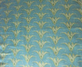 Mako-Satin, Meterware, Baumwolle,  türkis mit grünem Tulpenmotiv, Coordinate zum Motiv Feldblume, Tulpe, grün, Baumwollsatin glänzend, für Bettwäsche, elegante Kleider