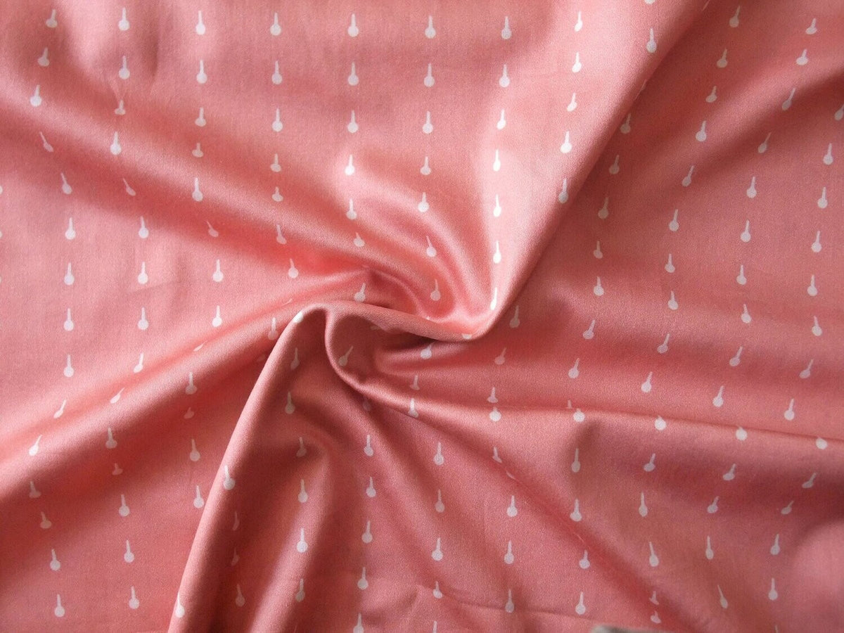 Mako satin, fabric by the metre, cotton, "Griffel" motif in salmon pink, salmon, pink, glossy, cotton sateen, dresses, blouses, shirts, bed linen