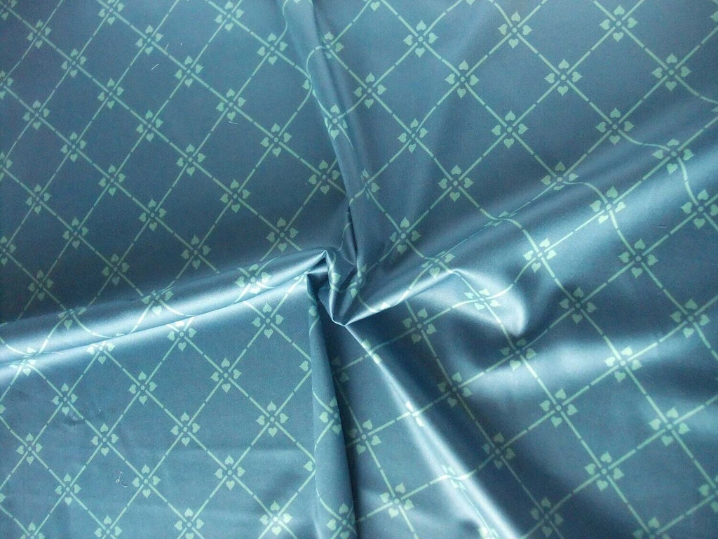 Mako-Satin, Meterware, Motiv Raute, blau-türkis, Blume, geometrisch, Kreuzblume, Baumwollsatin, Muster, elegante Kleider, Trachten, Dirndl, Bettwäsche
