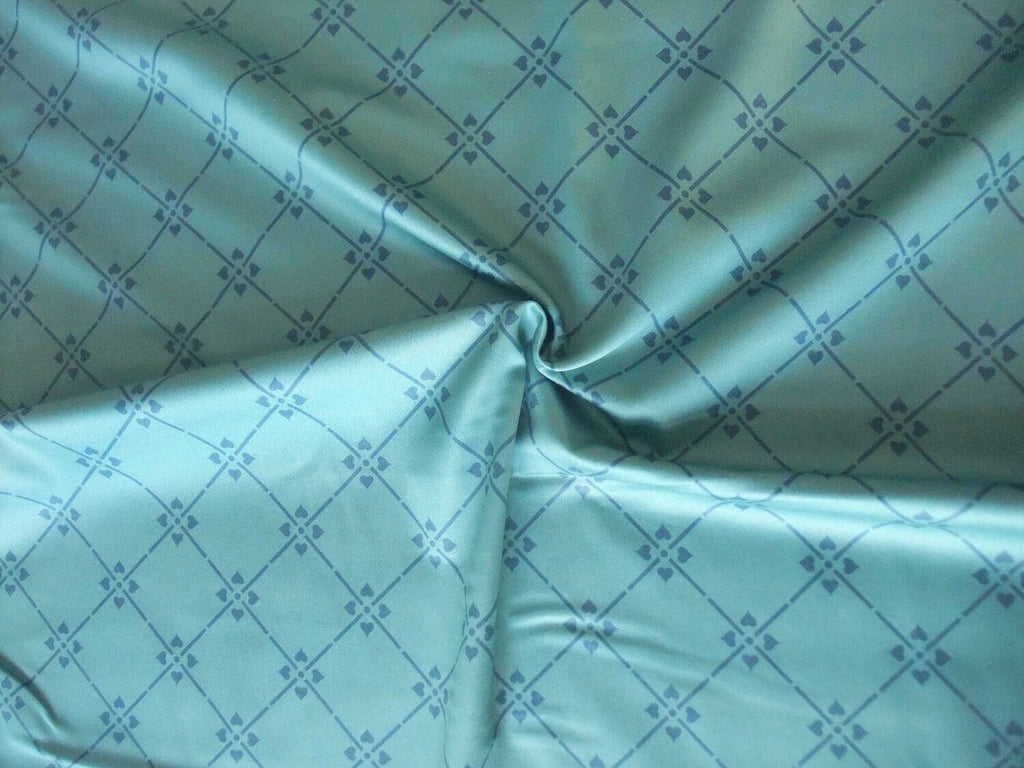 Mako-Satin, Meterware, Motiv Raute, türkis-Blau, geometrisch, Baumwollsatin, glänzend, Trachten, Dirndl, Bettwäsche, elegante Kleider, Kreuzblume, Muster