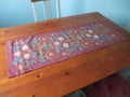 Table runner, two lengths, "Bauerngarten" design, "Granatapfel" (wine red) colorway