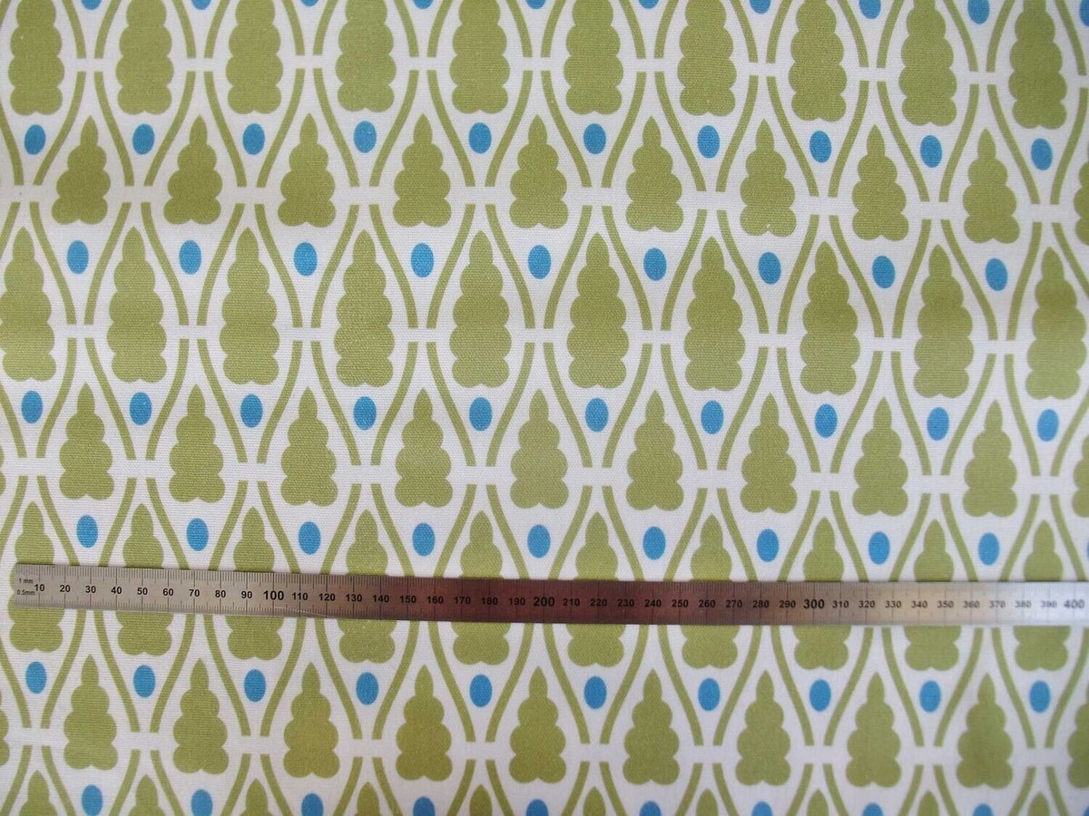 Meterware Halbpanama, Weihnachten, Weiß, 160cm breit, Baumwollstoff, grüne Bäumchen, für Tischdecken, Taschenprojekte, Kissen