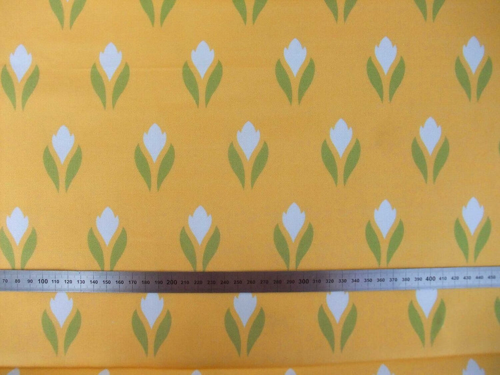 Fabric by the metre, half-width calico, crocus motif, yellow and white, cotton fabric, Easter, green, spring, tulips, bag projects, tablecloths, cushions