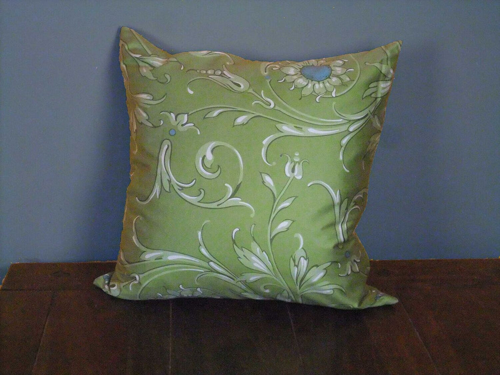 “Field Flower” cushion cover, Forest Flower colorway, Mako satin, with a concealed zipper on the underside,
