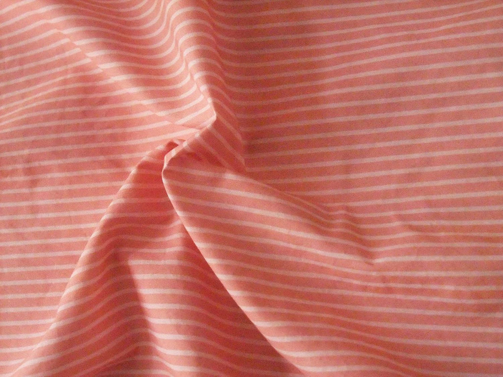 Poplin, fabric by the metre, cotton fabric, organic quality, stripes, salmon-pink, GOTS, lining fabric, woven fabric, shirts, blouse fabric, traditional costumes, patchwork dirndl