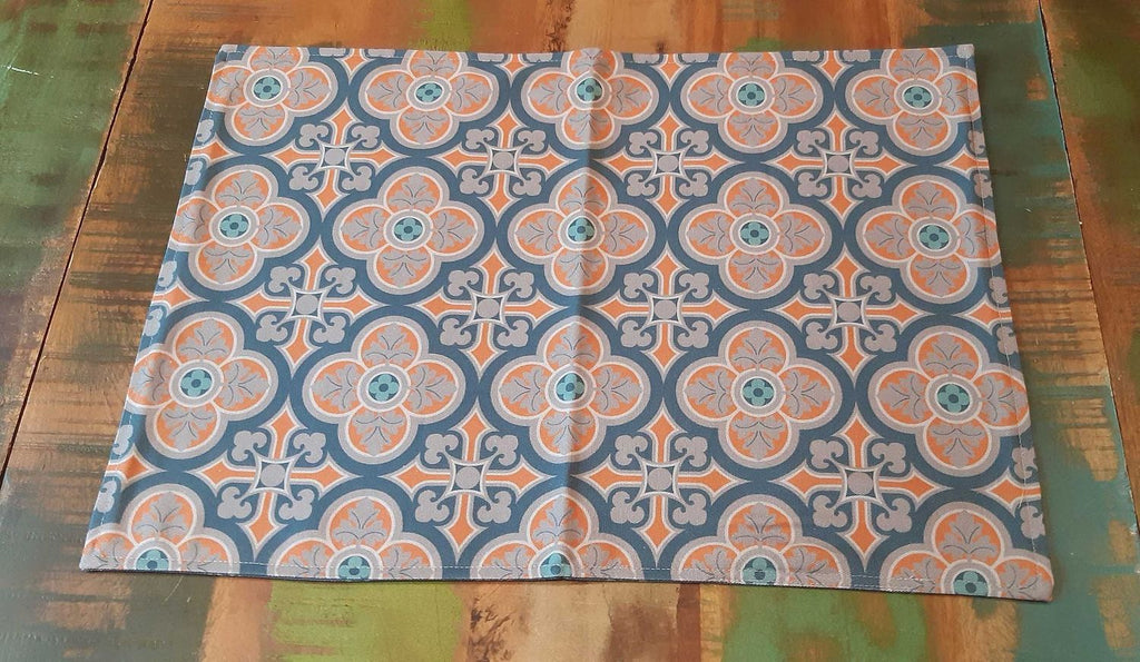 Placemat, 50 x 35 cm, cotton, reversible, “Manor House,” dark blue-gray