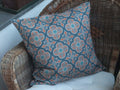 Cushion cover, 50x50cm, with zipper, cotton fabric, Herrenhaus motif, colorway "Dark Blue Rock"