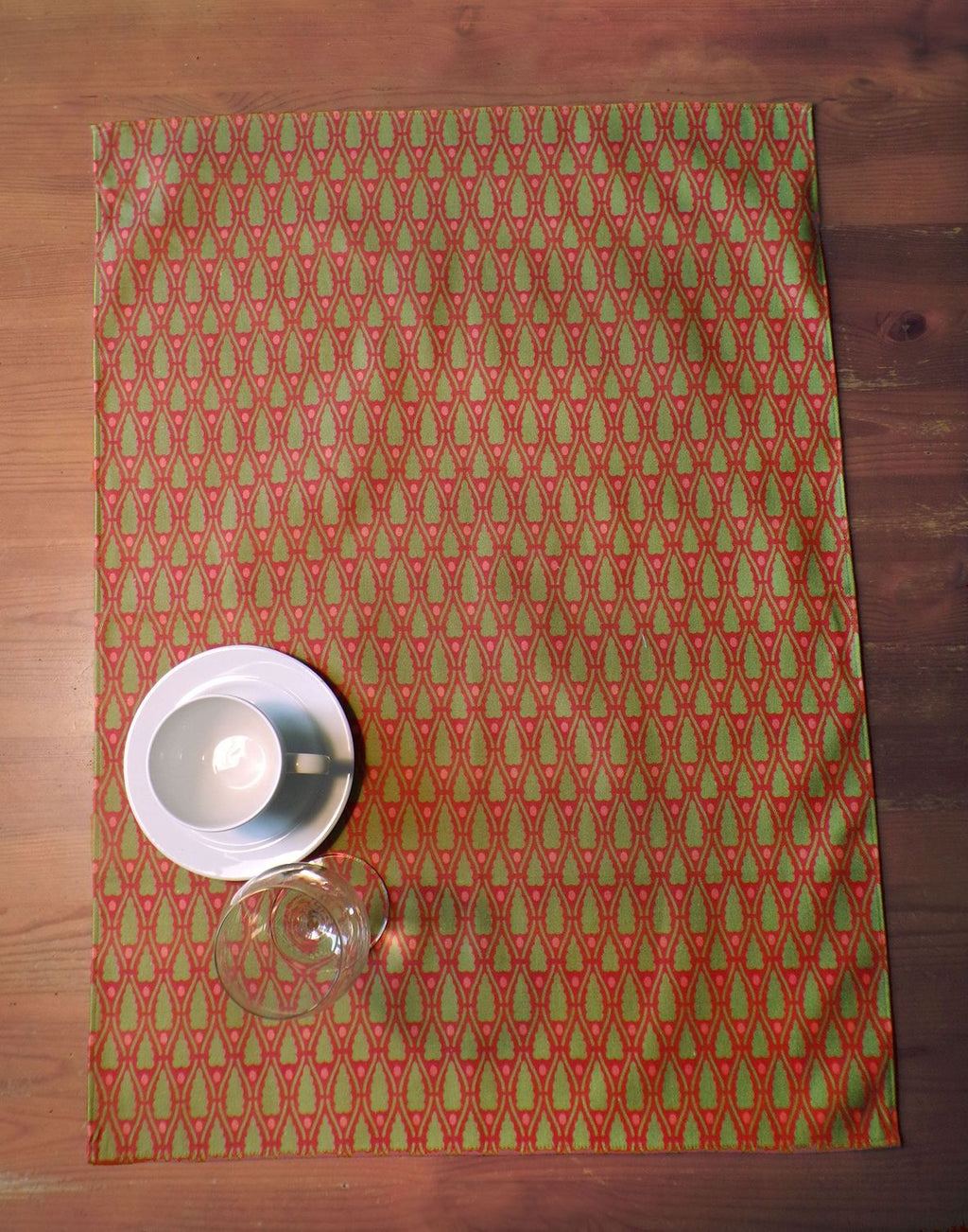 Dish towel, 50x70cm, cotton, red with green trees