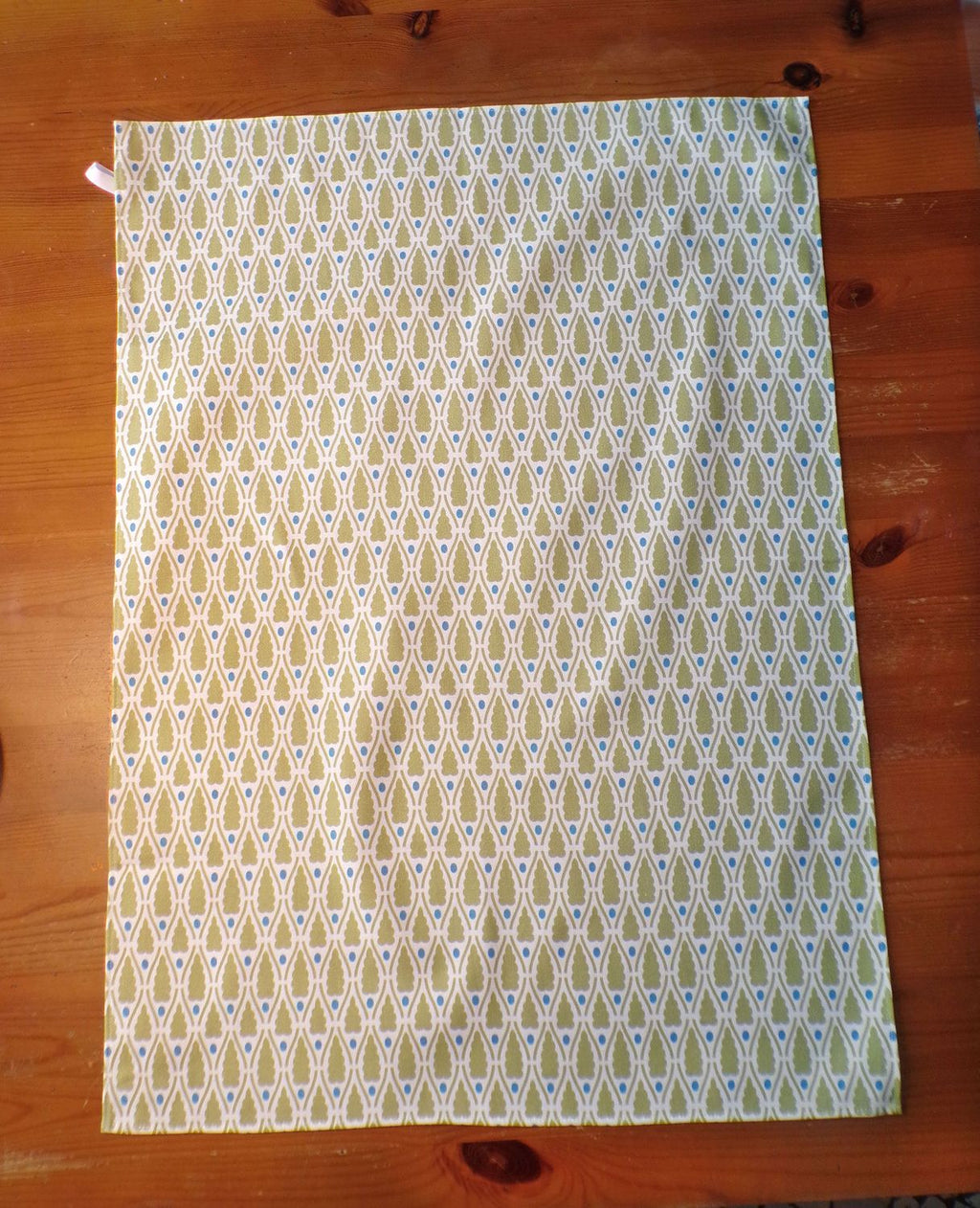 Geschirrtuch, 50x70cm, Baumwolle, weiß mit grünen Bäumchen