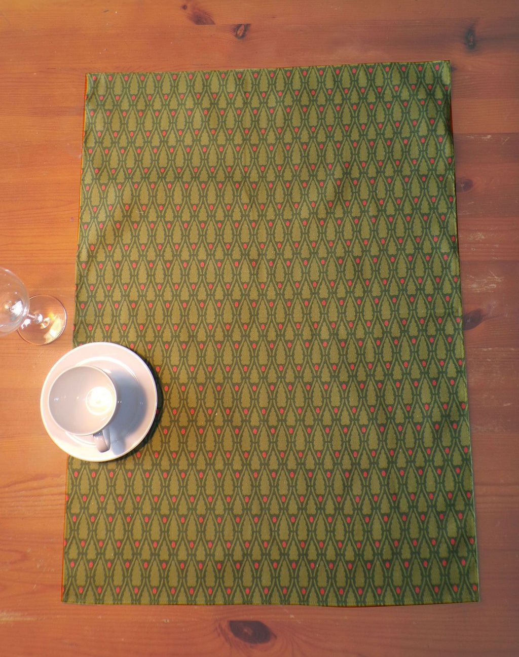 Geschirrtuch, 50x70cm, Baumwolle, dunkelgrün mit grünen Bäumchen