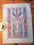 Geschirrtuch, 50x70cm, Baumwollstoff, Vogelmotiv, blau-flieder