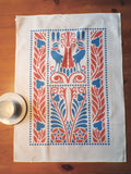 Geschirrtuch, 50x70cm, Baumwollstoff, Vogelmotiv, blau-rot