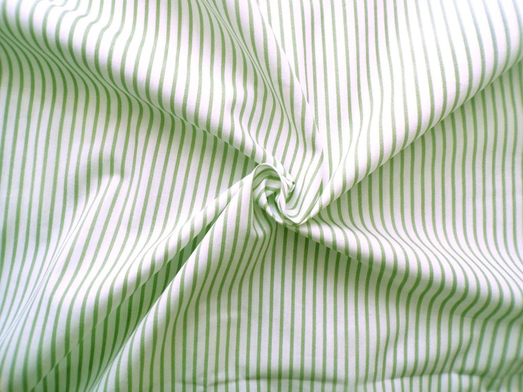 Popeline, Meterware, Baumwollstoff, Bioqualität, Streifen, weiß-hellgrün, GOTS, Futterstoff, Webware, Blusenstoff, Hemdenstoff, Patchworkstoff, Trachten, Dirndl