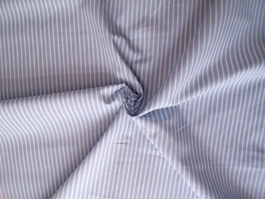 Popeline, Meterware, Baumwollstoff, Streifen, hellblau-weiß, ultramarinblau, bio, GOTS, Futterstoff, Webware, Blusen, Hemdenstoff, Trachten, Dirndl