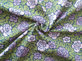 Popeline, Meterware, Baumwollstoff, Bio, Rosen, violett/grün, zweifarbige Blüten, GOTS, Futterstoff, Webware, Trachten, Bluse Hemd Sommerkleid, Patchworkstoff