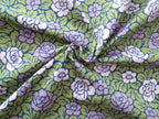 Poplin, fabric by the metre, cotton fabric, organic, roses, purple/green, two-tone flowers, GOTS-certified, lining fabric, woven fabric, traditional clothing, blouse, shirt, summer dress, patchwork fabric
