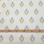 Half-width calico by the metre, crocus motif, white and light blue, cotton fabric, 200 g/m², Easter, spring, tulips, green, bag projects, cushions, tablecloths