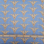 Mako-Satin, Meterware, Baumwolle,  Muster "Tulpe", Taubenblau/Sandtöne, glänzend Baumwollsatin, blau, sand, beige, hellbraun, Kleider, Trachten, Dirndl, Bettwäsche