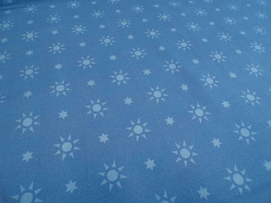Halbpanama, Baumwolle, Meterware, Sterne, blau/hellblau, Taschenprojekte, Kissen, Tischdecken