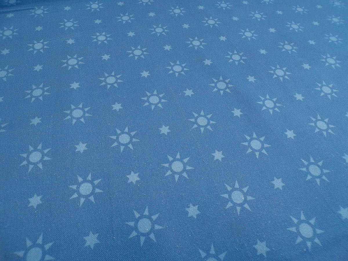 Halbpanama, Baumwolle, Meterware, Sterne, blau/hellblau, Taschenprojekte, Kissen, Tischdecken