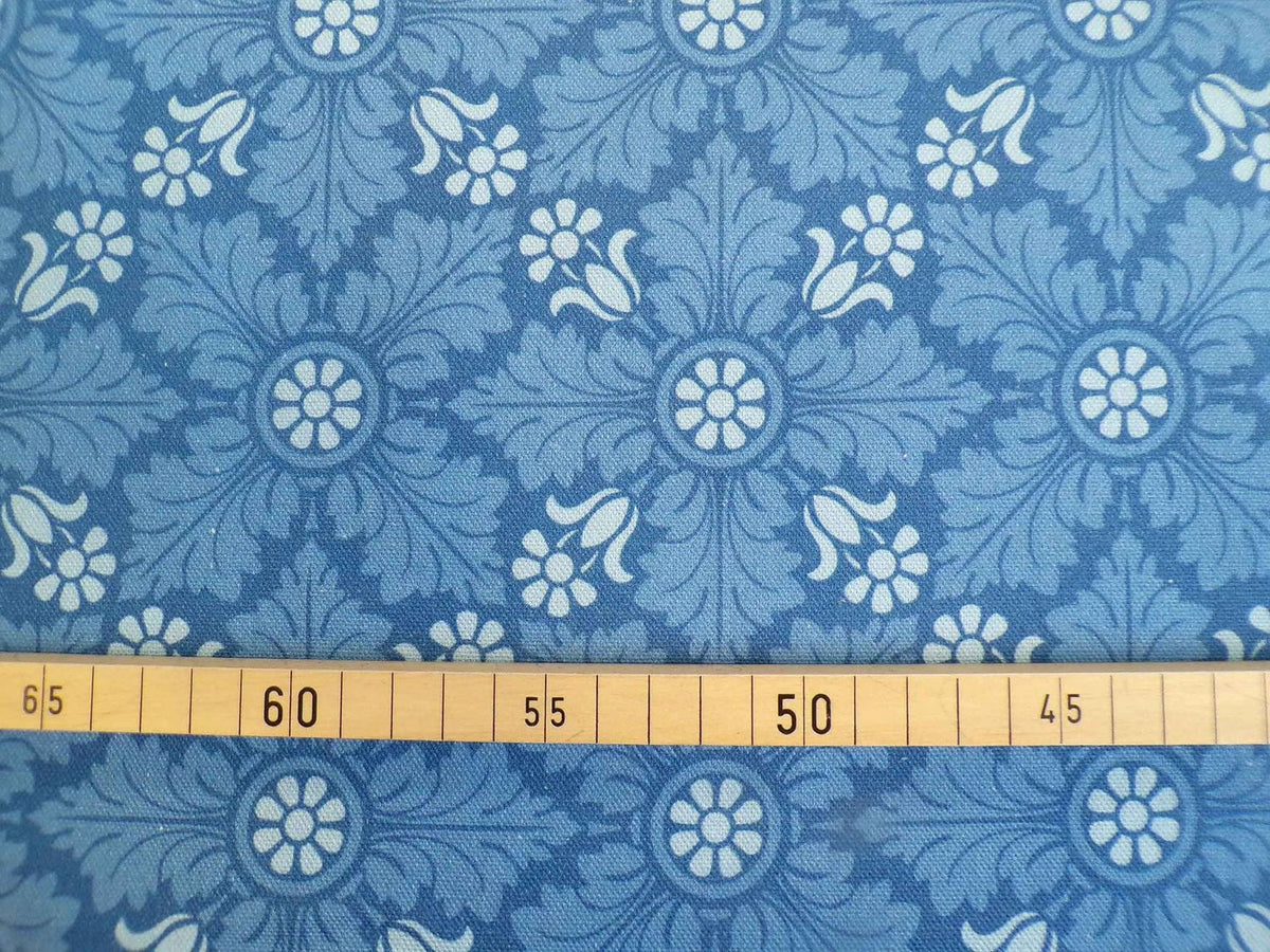 Halbpanama, Baumwolle, Meterware, Eiskristall, Blautöne, geometrisch, blau, hellblau, Muster, Pflanze Stern. Für Taschenprojekte, Kissen, Tischdecken, Hosen