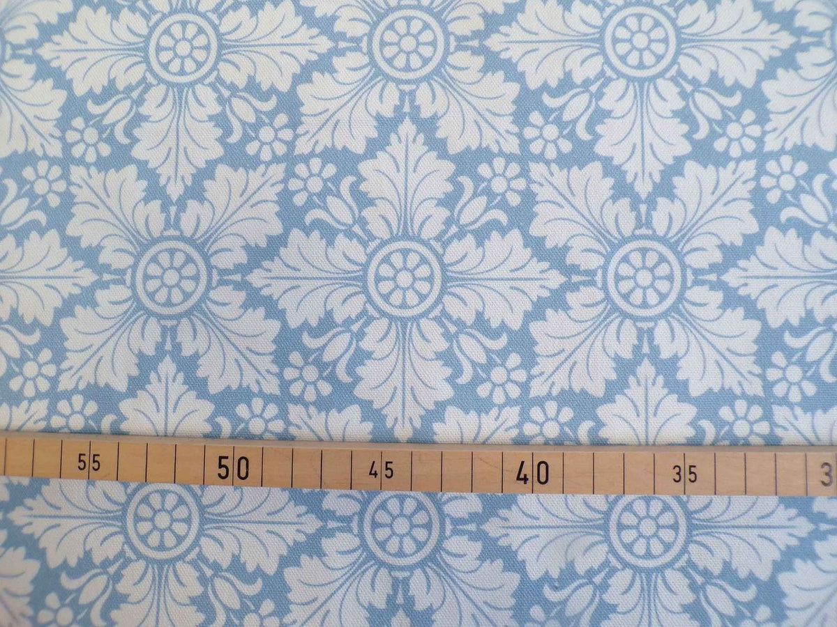 Halbpanama, Baumwolle, Meterware, Eiskristall, hellblau-weiß, geometrisch, Pflanze, Stern, Kristall, für Taschenprojekte, Kissen, Tischdecken, Hosen