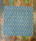 Cloth napkin, 40x40cm, 100% cotton, navy with green little trees and blue dots, small table runner, Christmas