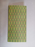 Folded card, long A6, green tree pattern, Art Nouveau, postcard
