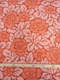 Halbpanama, Baumwolle, Meterware, rosa/rot/lachs, Rosen, Jugendstil, Landhausstil, zwei Mustergrößen, 160cm breit