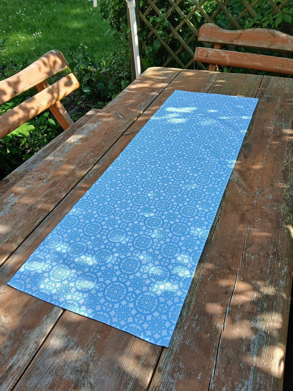 Tischläufer,  jeansblau-weiß, 40x120cm, "Schnee 1"