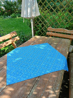 Quadratische Tischdecke,  Mitteldecke, 75x75cm, Blau-jeansblau-hellblau, Baumwollstoff, "Eiskristall 3"