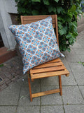 Cushion cover, 50x50cm, with zipper, cotton fabric, Herrenhaus motif, colorway "Light Blue Rock"