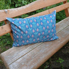 Cushion cover, 60 x 40 cm, “Bay Window” design, “Summer Night” colorway (dark blue), cotton fabric, zipper, Gründerzeit, country house style