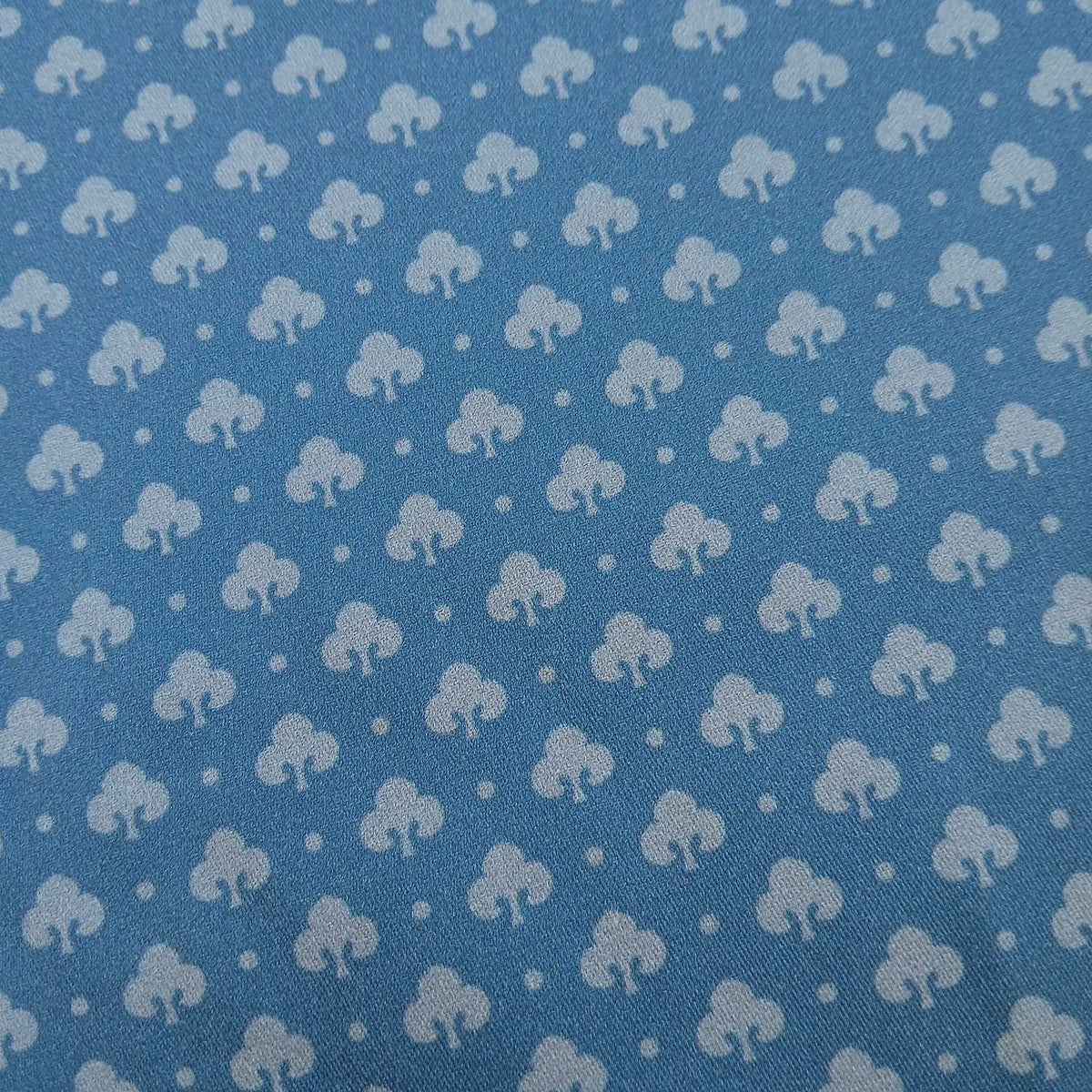 Mako-Satin, Meterware,  Muster "Klee", dunkelblau/grau, 160cm, Baumwoll-Satin, Bluse Hemd Bettwäsche, Baumwollsatin, glänzend, Streumuster, Lilie