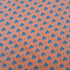 Mako sateen, sold by the meter, “Clover” pattern, terracotta/dark blue, 160 cm, cotton sateen, blouse, shirt, bedding, shiny, cotton sateen, scattered pattern, lily, brick red, navy