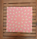 Cloth napkin, 40x40cm, 100% cotton, salmon-colored, crocuses, light green/pink, with 25mm mitered hem, table runner