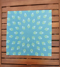 Fabric napkin, 40x40cm, 100% cotton, turquoise/light blue, crocuses, light green/light blue, with 25mm envelope hem, table runner
