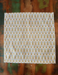 Cloth napkin, 40x40cm, 100% cotton, white with green little trees and blue dots, small table runner, Christmas