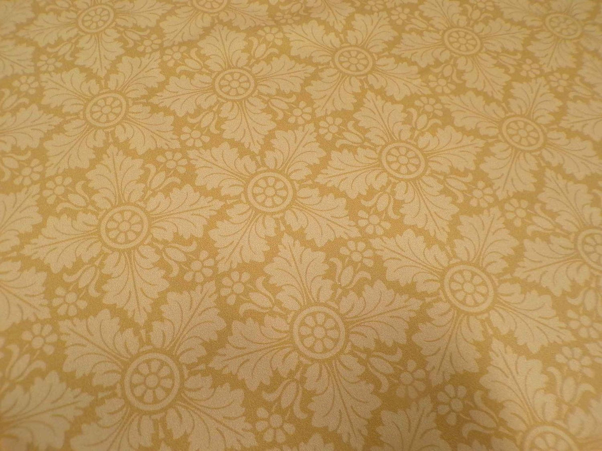 Tischdecke, Weihnachten, festlich, Baumwollsatin, Makosatin, Meterware, Eiskristall, Goldbraun/Ocker
