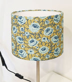 Lampshade, roses, navy-aqua-green, 20cm diameter, cylindrical, "Path to the Tower" pattern, 16cm high, table lamp