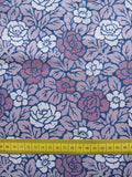 Popeline, Meterware, Baumwollstoff, Bio, GOTS, Violett, Fliederfarbig, Rosenmuster, zweifarbige Blüten, Grundton Navy, Blusenstoff, Hemdenstoff, Webware, Futterstoff, Patchworkstoff, Trachten, Dirndl