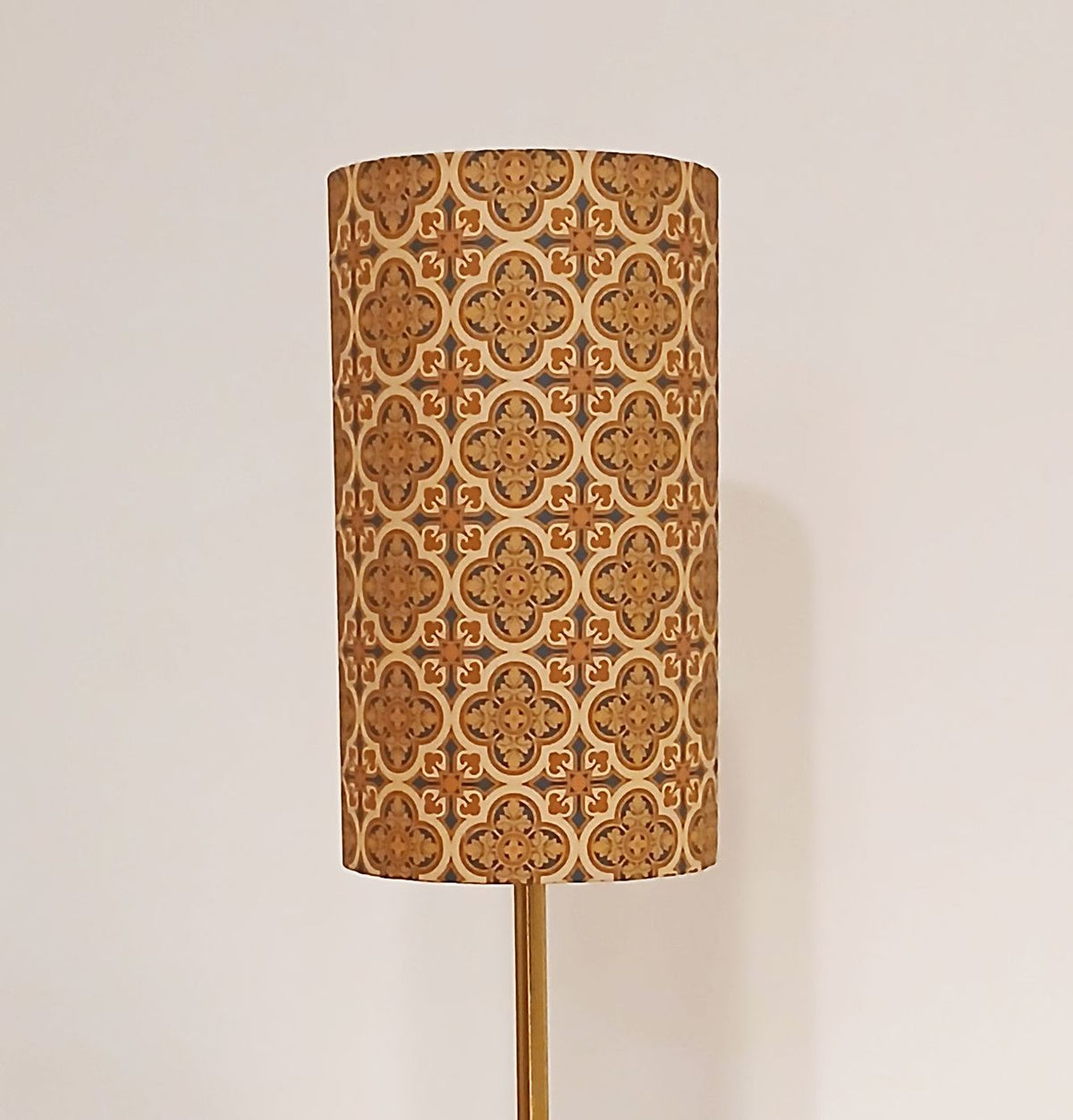Lampenschirm, Muster "Herrenhaus",  15x 23cm, Hellbraun/Braun/Navy,