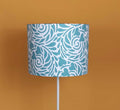 Lampshade, "Rabenwiese", cylindrical, turquoise/white, 30x23cm, two pattern sizes