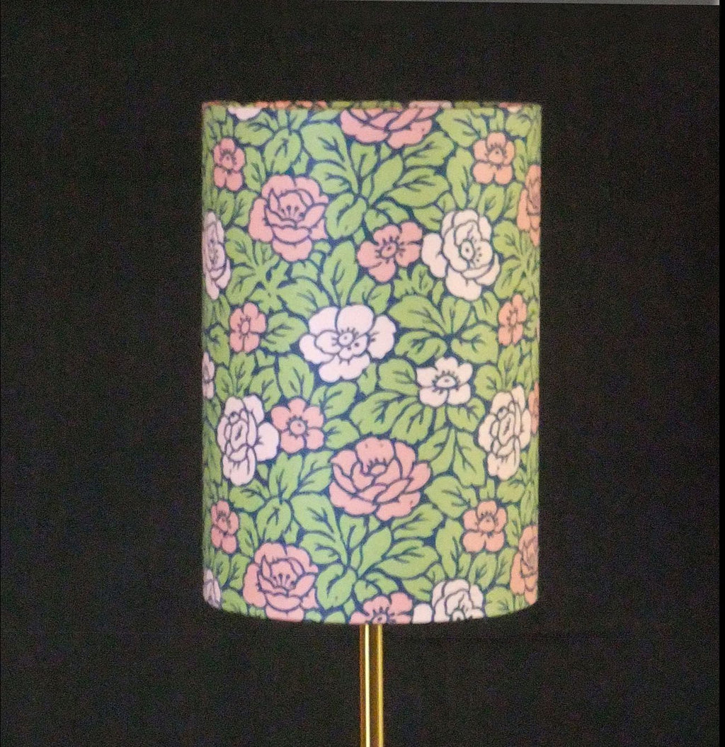 Lampshade, roses, green-pink, 15x23cm