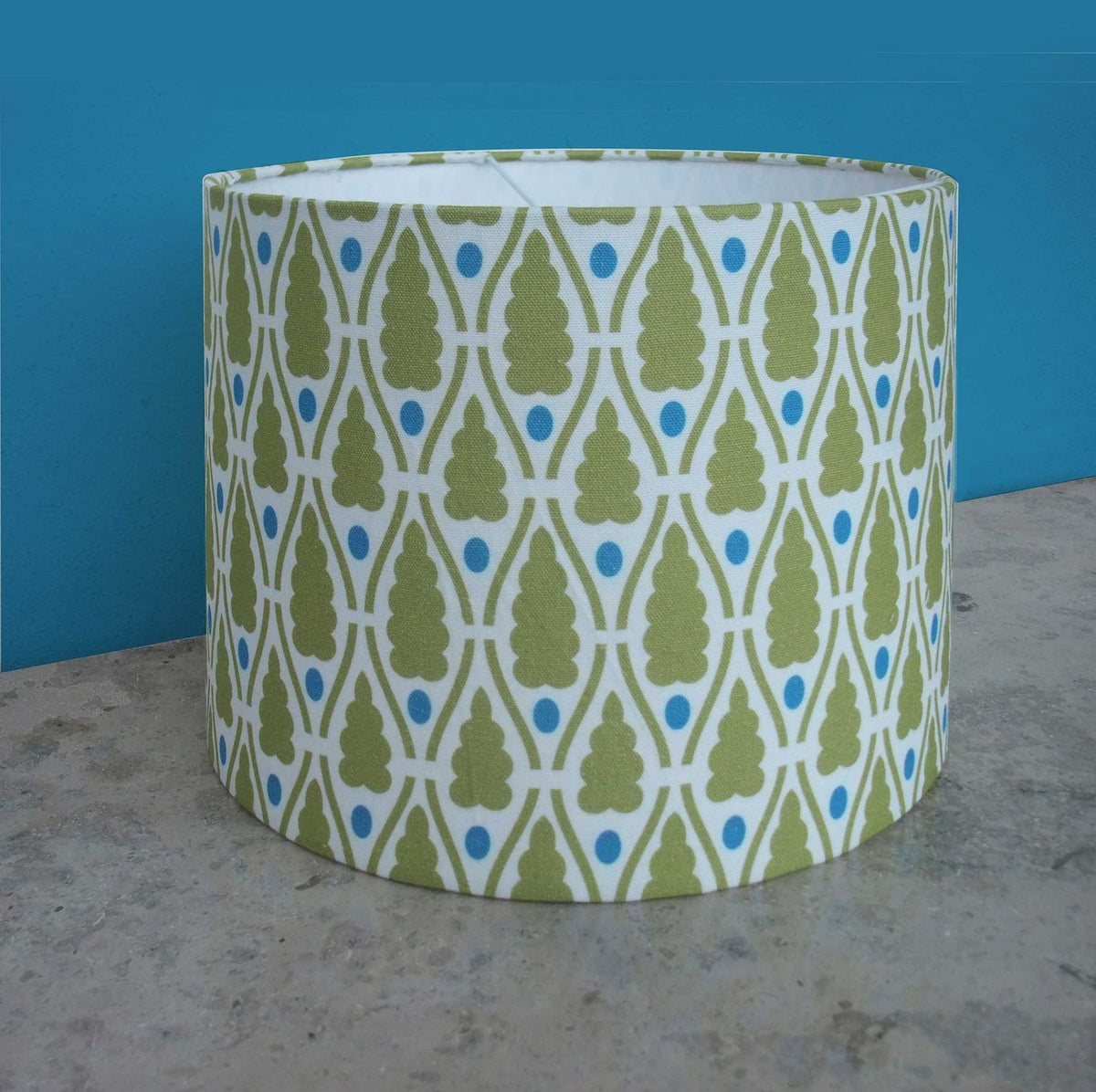 Lampshade, "Winter Forest", 30x23cm, white/green/blue