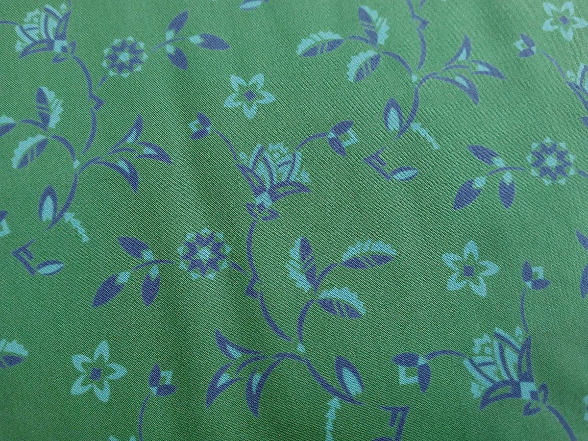 Popeline, Baumwollstoff, Meterware, Disteln, grün/dunkelblau/helltürkis, GOTS, bio, Webware, Blusenstoff, Hemdenstoff, Trachten, Patchwork, Dirndl